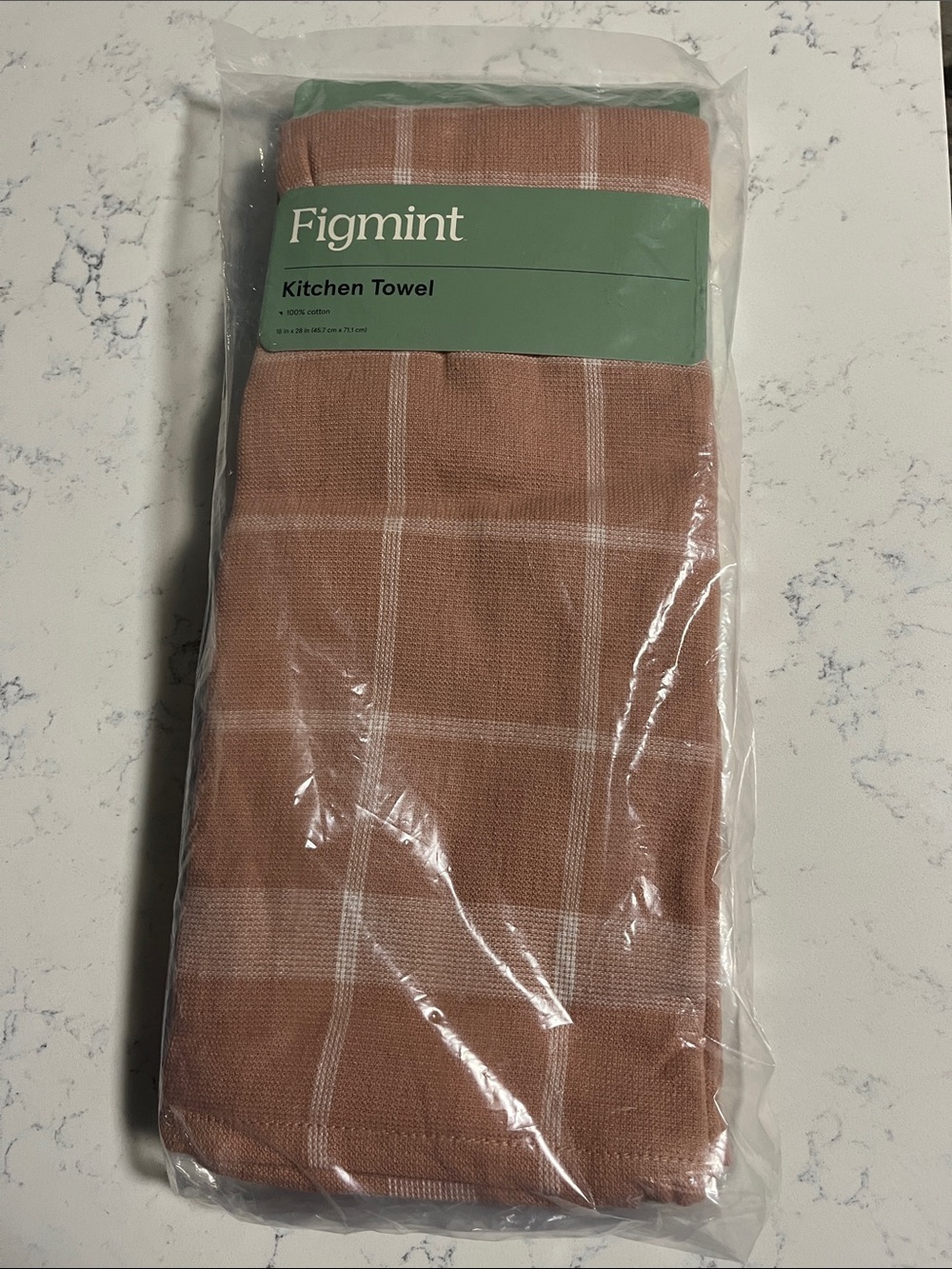 Figmint 100% Cotton Kitchen Towel – Blush Pink Windowpane Plaid – New